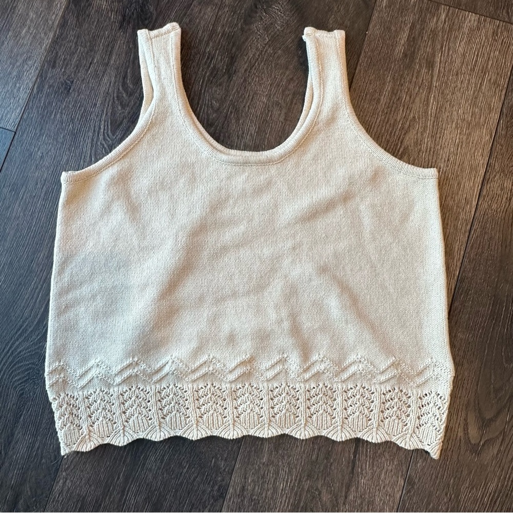 ANA XL cropped sweater cream white Knit Tank Top crochet